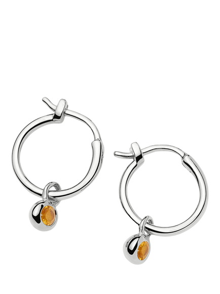 Missoma Citrine Birthstone Mini Hoop Earrings, Silver, Silver