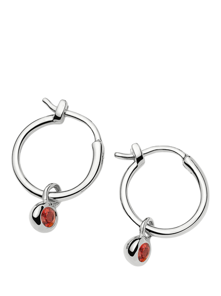 Missoma Garnet Birthstone Mini Hoop Earrings, Silver, Silver