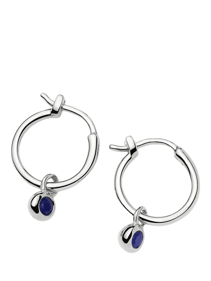 Missoma Lapis Birthstone Mini Hoop Earrings, Silver, Silver