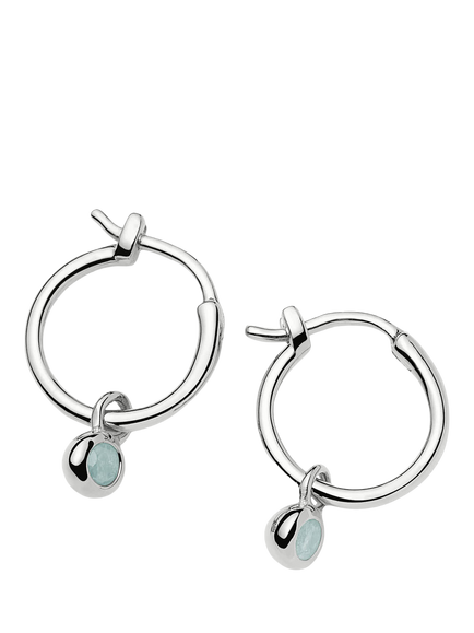 Missoma Aquamarine Birthstone Mini Hoop Earrings, Silver, Silver