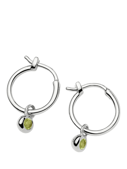 Missoma Peridot Birthstone Mini Hoop Earrings, Silver, Silver