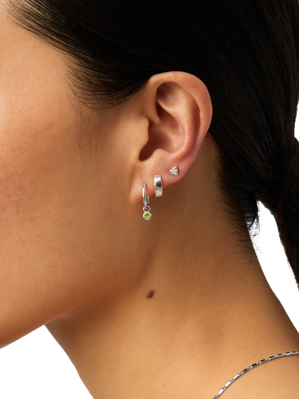 Missoma Peridot Birthstone Mini Hoop Earrings, Silver - view 2, Silver