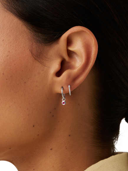 Missoma Tourmaline Birthstone Mini Hoop Earrings, Silver - view 2, Silver