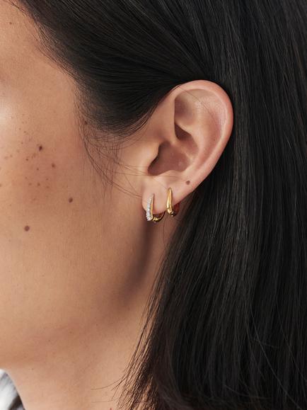 Missoma Claw Crystal Huggie Hoop Earrings, Gold - view 2, Gold
