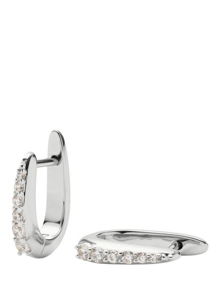Missoma Claw Crystal Huggie Hoop Earrings, Silver, Silver