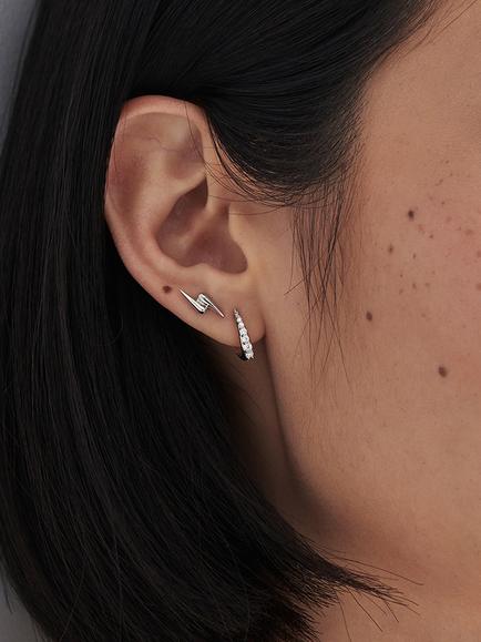Missoma Claw Crystal Huggie Hoop Earrings, Silver - view 2, Silver