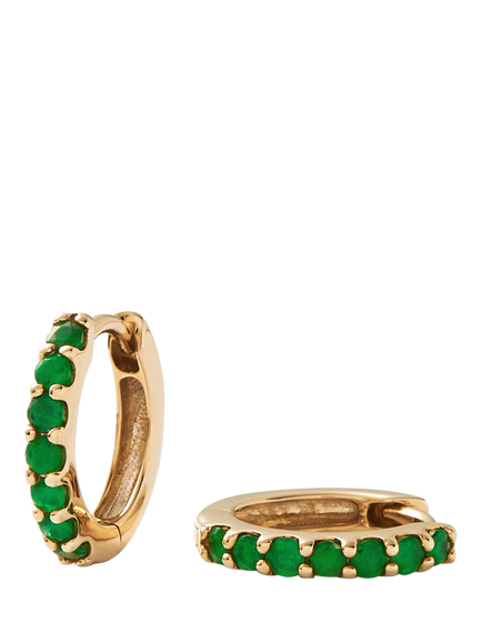 Missoma 9ct Yellow Gold Emerald Hoop Earrings, Gold/Green