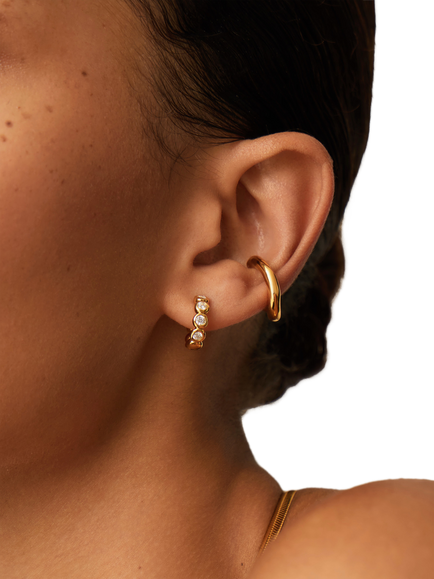 Missoma Cubic Zirconia Small Hoop Earrings - view 2, Gold/White