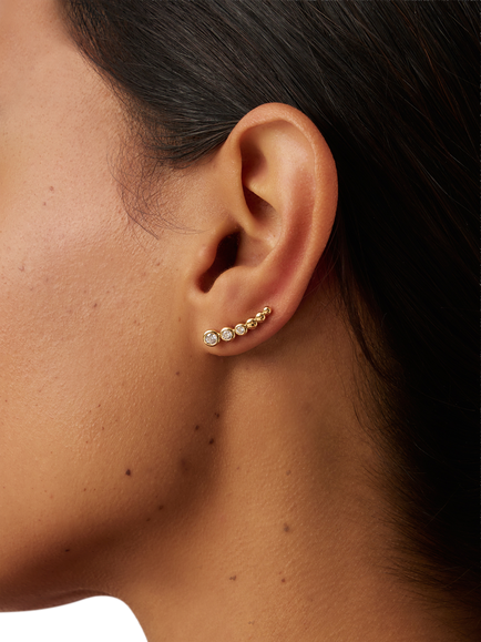 Missoma Crystal Climber Earrings - view 2, Gold