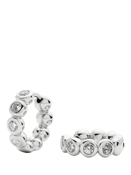 Missoma Cubic Zirconia Small Beaded Hoop Earrings, Silver, Silver