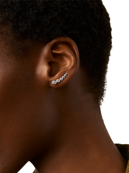 Missoma Crystal Climber Earrings - view 2, Silver