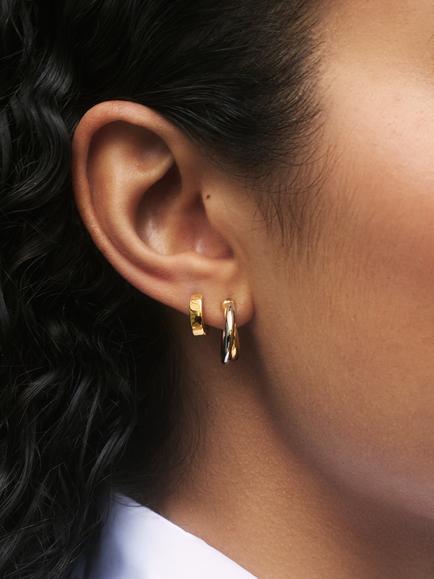 Missoma Chunky Huggie Hoop Earrings - view 2, Gold