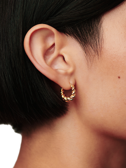 Missoma Twisted Rope Hoop Earrings, Gold - view 2, Gold