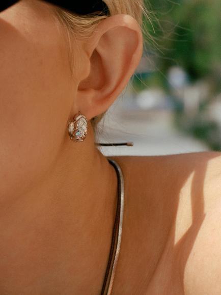 Missoma Chunk Mini Hoop Earrings - view 2, Silver