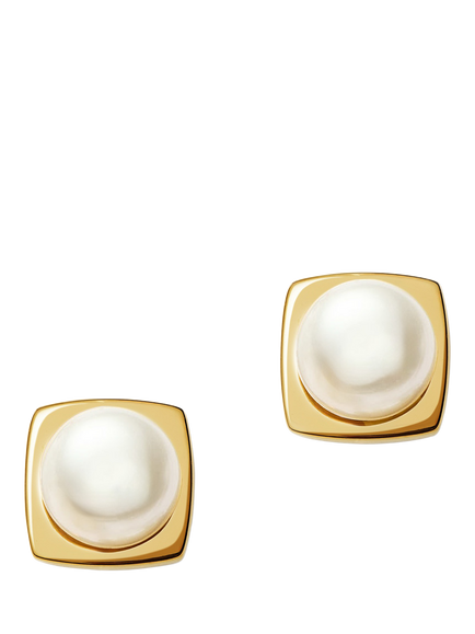 Missoma Square Pearl Statement Stud Earrings, Gold, Gold