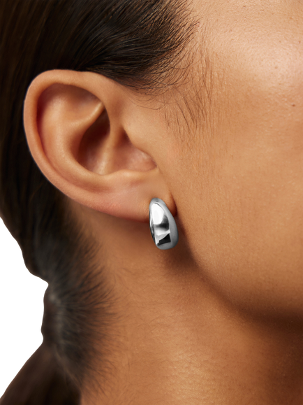 Missoma Chunky Dome Hoop Earrings, Silver - view 2, Silver