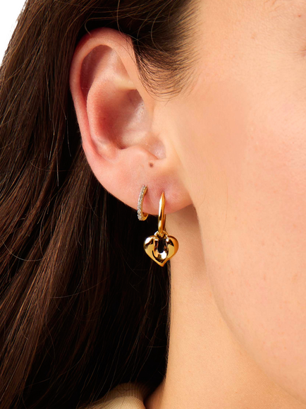 Missoma Heart Charm Drop Earrings, Gold - view 2, Gold