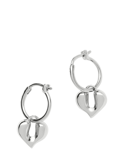 Missoma Heart Charm Drop Earrings, Silver, Silver