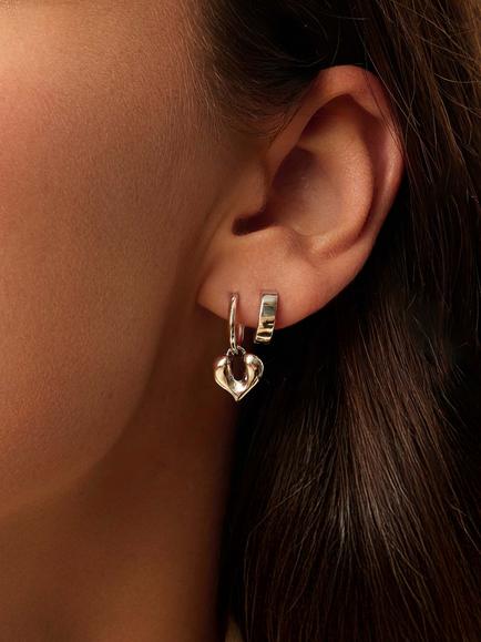 Missoma Heart Charm Drop Earrings, Silver - view 2, Silver