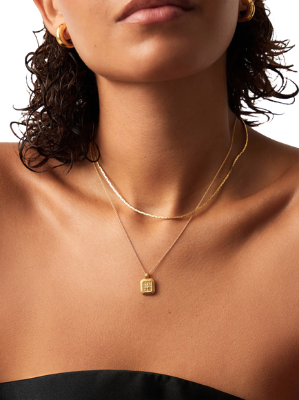 Missoma March Aqua Chalcedony Birthstone Necklace, Gold - view 2, Gold