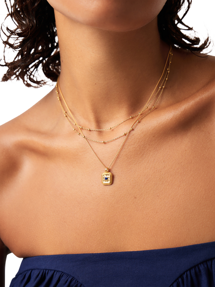 Missoma September Lapis Lazuli Birthstone Necklace, Gold - view 2, Gold
