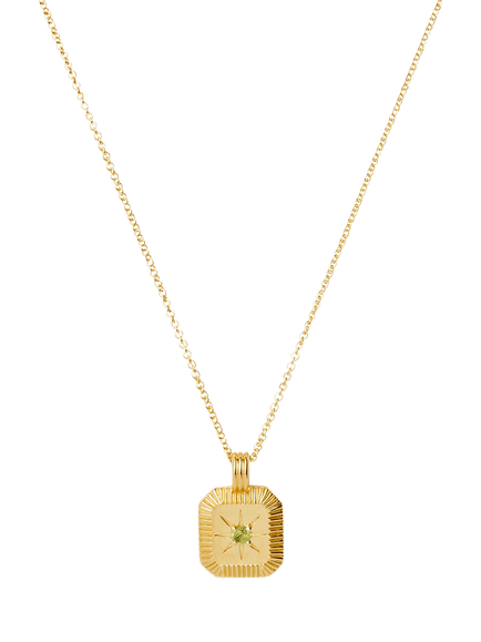 Missoma Peridot August Birthstone Star Ridge Pendant Necklace, Gold, Gold