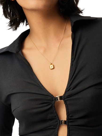 Missoma Peridot August Birthstone Star Ridge Pendant Necklace, Gold - view 2, Gold