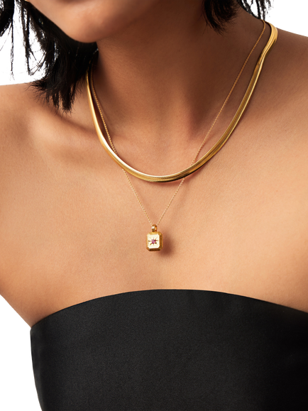 Missoma October Tourmaline Birthstone Necklace, Gold - view 2, Gold