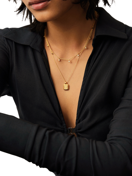 Missoma June Moonstone Birthstone Necklace, Gold - view 2, Gold