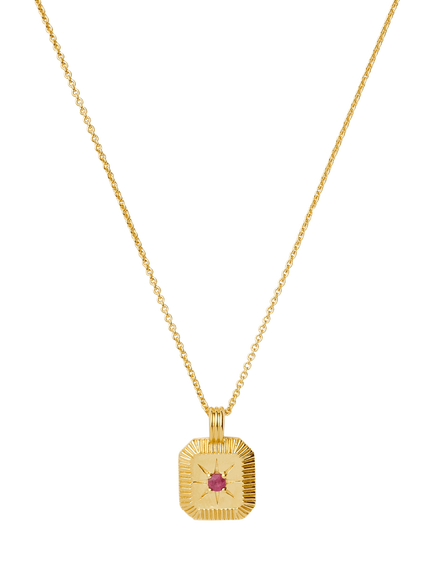 Missoma July Ruby Birthstone Necklace, Gold, Gold