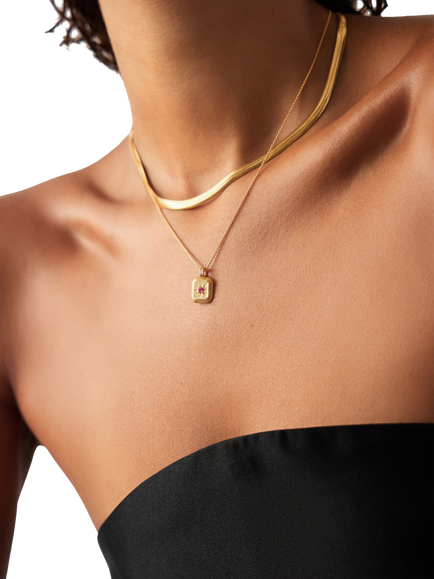 Missoma July Ruby Birthstone Necklace, Gold - view 2, Gold