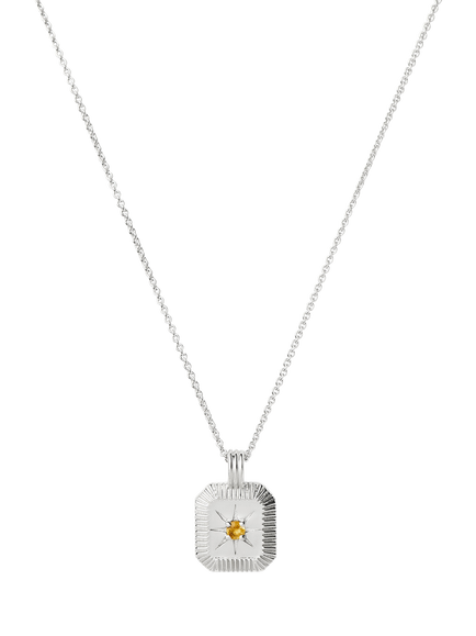 Missoma November Citrine Birthstone Necklace, Silver, Silver