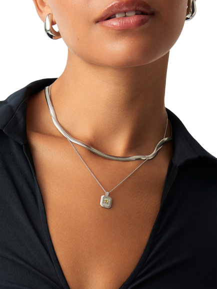 Missoma November Citrine Birthstone Necklace, Silver - view 2, Silver