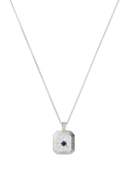 Missoma September Lapis Birthstone Necklace, Silver, Silver