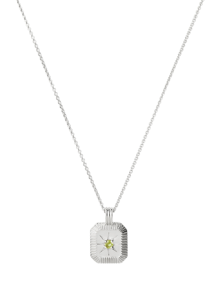 Missoma August Peridot Birthstone Necklace, Silver, Silver