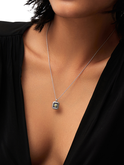 Missoma August Peridot Birthstone Necklace, Silver - view 2, Silver