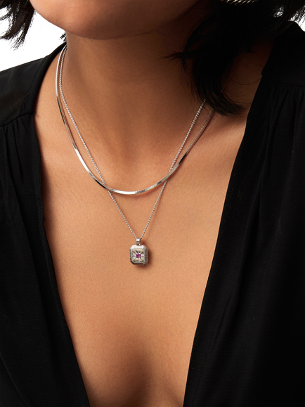 Missoma October Tourmaline Birthstone Necklace, Silver - view 2, Silver