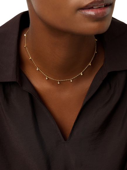 Missoma Pave Crystal Drop Choker Necklace, Gold - view 2, Gold