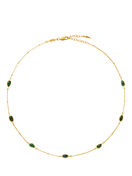 Missoma Molten Gemstone Charm Necklace, Gold/Green