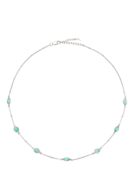 Missoma Molten Gemstone Charm Necklace, Silver/Green