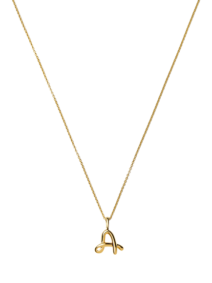 Missoma Curly Molten Mini Initial Necklace, Gold, A