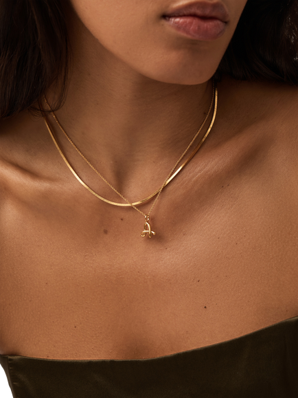 Missoma Curly Molten Mini Initial Necklace, Gold - view 2, A