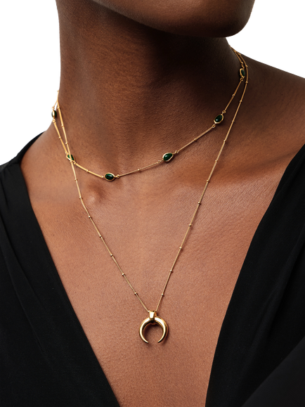 Lucy Williams x Missoma Horn Pendant Necklace, Gold - view 2, Gold