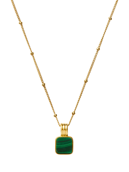 Missoma x Lucy Williams Square Malachite Necklace, Gold, Gold