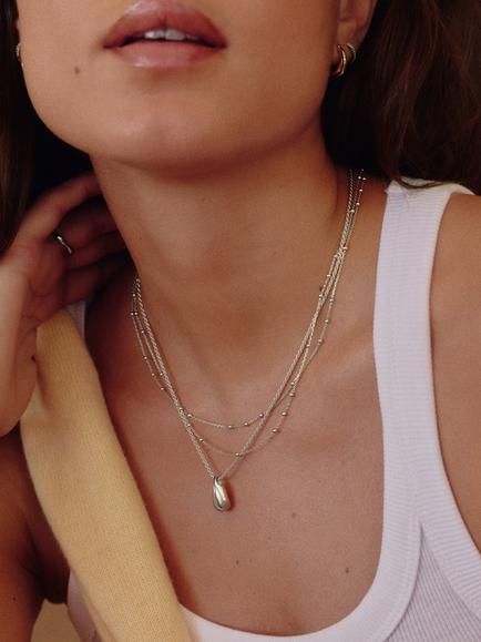 Missoma Savi Sculptural Droplet Pendant Necklace, Silver - view 2, Silver