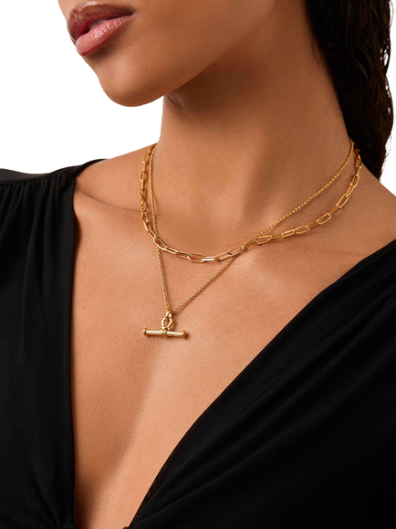 Missoma T-Bar Necklace, Gold - view 2, Gold
