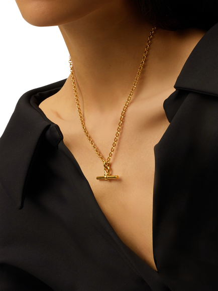 Missoma Chunky T-Bar Necklace, Gold - view 2, Gold