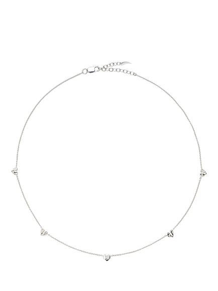 Missoma Mini Heart Charm Choker Necklace, Silver, Silver