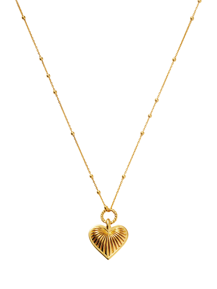 Missoma Ridge Heart Charm Necklace, Gold, Gold
