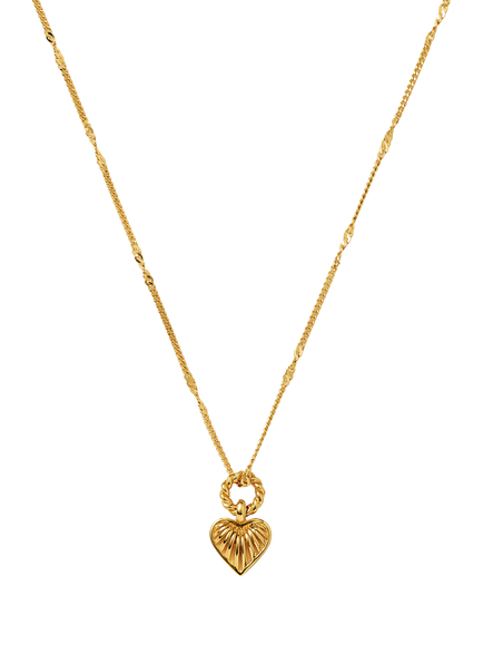 Missoma Mini Ridge Heart Charm Pendant Necklace, Gold